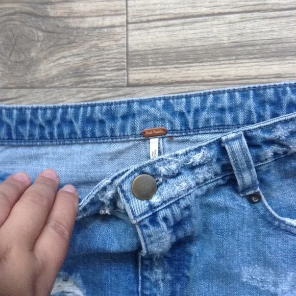 Free People Cute To Boot Distressed Denim Skirt - Picture 3 of 4